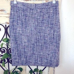 J crew blue and purple tweed pencil skirt